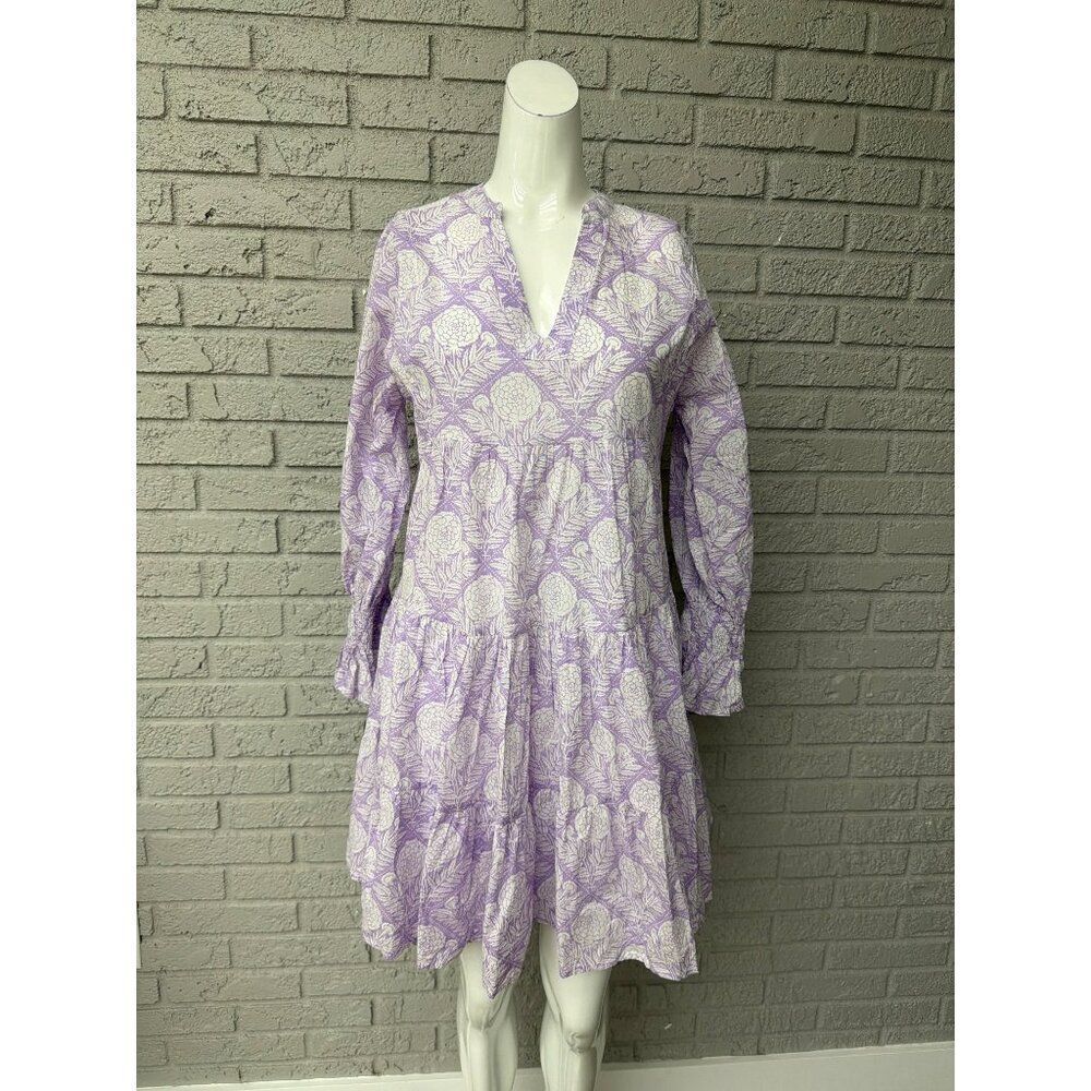 Just Darviny Lilac Hydrangea Floral Print Long Sleeve A-Line Dress Size S